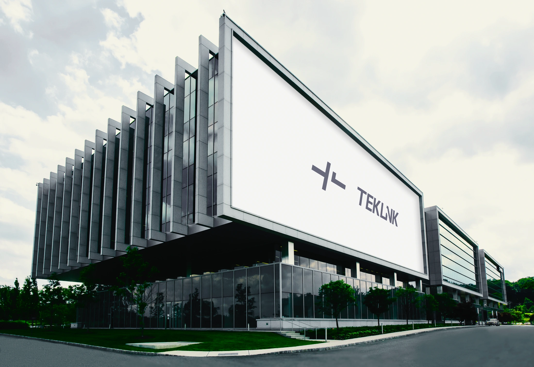 Brand identity applied to a large architectural billboard